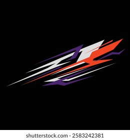 car wrap sticker design vector. car sticker with very sporty sharp lines style