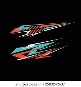 car wrap sticker design vector. car sticker with very sporty sharp lines style