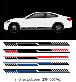 car wrap stripe sticker design vector. car body side stripe stickers