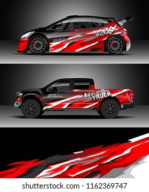 Car wrap, Truck and cargo van decal design vector. Graphic abstract stripe racing background kit designs for wrap vehicle, race car, rally, adventure and livery