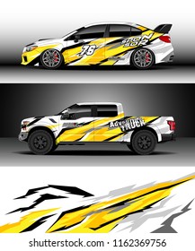 Car wrap, Truck and cargo van decal design vector. Graphic abstract stripe racing background kit designs for wrap vehicle, race car, rally, adventure and livery