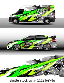 Car wrap, Truck and cargo van decal design vector. Graphic abstract stripe racing background kit designs for wrap vehicle, race car, rally, adventure and livery