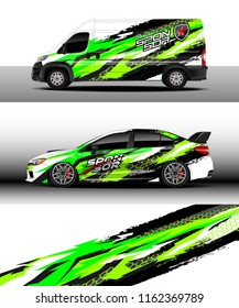 Car wrap, Truck and cargo van decal design vector. Graphic abstract stripe racing background kit designs for wrap vehicle, race car, rally, adventure and livery
