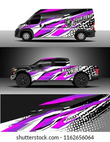 Car wrap, Truck and cargo van decal design vector. Graphic abstract stripe racing background kit designs for wrap vehicle, race car, rally, adventure and livery