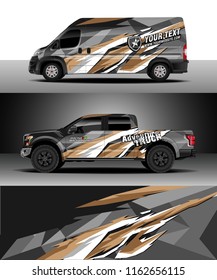 Car wrap, Truck and cargo van decal design vector. Graphic abstract stripe racing background kit designs for wrap vehicle, race car, rally, adventure and livery