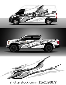 Car wrap, Truck and cargo van decal design vector. Graphic abstract stripe racing background kit designs for wrap vehicle, race car, rally, adventure and livery