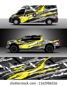 Car wrap, Truck and cargo van decal design vector. Graphic abstract stripe racing background kit.