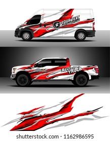 Car wrap, Truck and cargo van decal design vector. Graphic abstract stripe racing background kit.