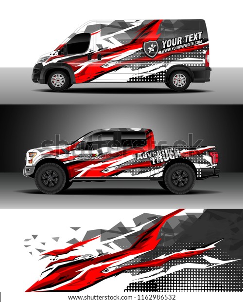 Car wrap, Truck and cargo\
van decal design vector. Graphic abstract stripe racing background\
kit.