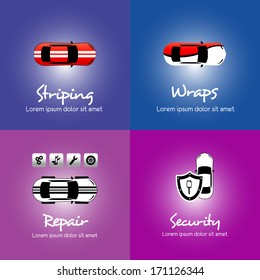 Car Wrap, Tuning, Security Vector Icon Set