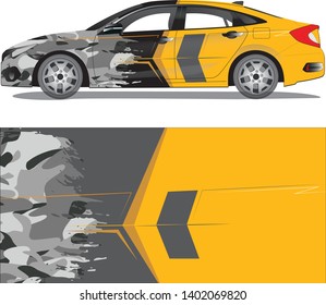 Car wrap vector designs. Abstract camouflage raving style livery for vehicle vinyl branding - vector
