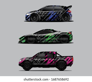 car wrap vector designs with abstract grunge background for vehicle branding