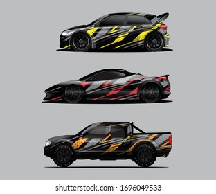 car wrap vector designs with abstract grunge background for vehicle branding