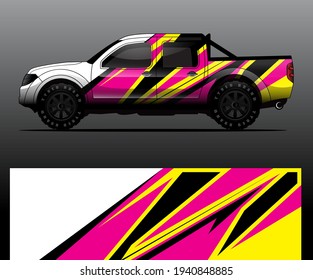 Vector de ajuste gráfico de calcomanías de camiones, fondo abstracto