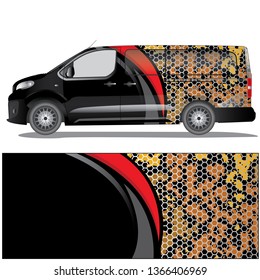 Car wrap vector stock with abstract pattern and red line graphic design. file is editable and ready to print.
