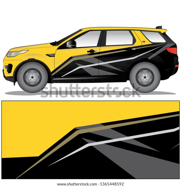 Car Wrap Vector Stock Black Yellow Stock Vector Royalty Free