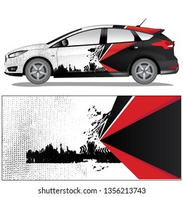 Car wrap vector stock with a explode theme graphic design and res stripe. file is editable and ready to print