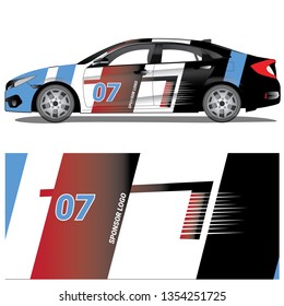 Car wrap vector stock with a racing theme graphic design. file is editable and ready to print