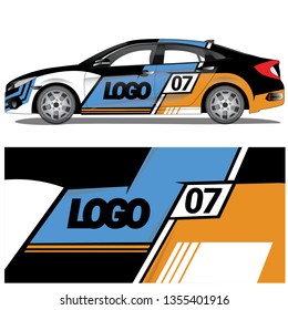 Car wrap vector stock with a racing graphic design. file is editable and ready to print