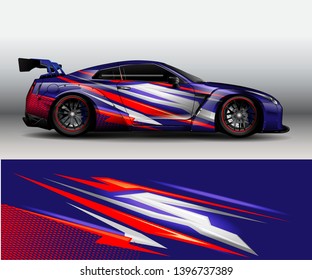 Car wrap vinyl design vector, Graphic abstract stripe racing background designs for vehicle, rally, race, adventure and car racing livery. - Vector - eps 10