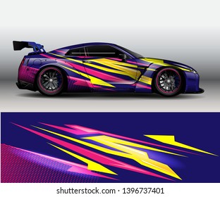 Car wrap vinyl design vector, Graphic abstract stripe racing background designs for vehicle, rally, race, adventure and car racing livery. - Vector - eps 10