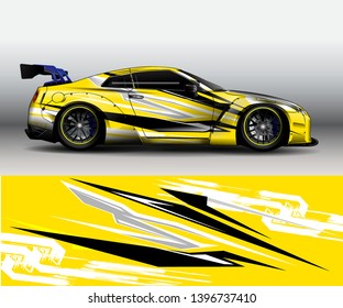 Car wrap vinyl design vector, Graphic abstract stripe racing background designs for vehicle, rally, race, adventure and car racing livery. - Vector - eps 10