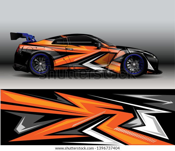 Car wrap vinyl design vector, Graphic\
abstract stripe racing background designs for vehicle, rally, race,\
adventure and car racing livery. - Vector - eps\
10