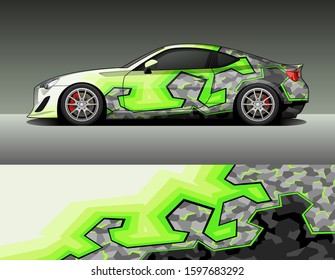 Car wrap vinyl racing decal ornament. Abstract geometric camouflage sport background design print template. Vector illustration.