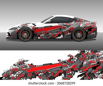 Car wrap vinyl racing decal ornament. Abstract geometric hexagonal camouflage sport background design print template. Vector illustration.