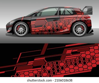 Car wrap vinyl racing decal ornament. Abstract geometric hexagonal sport background design print template. Vector illustration.