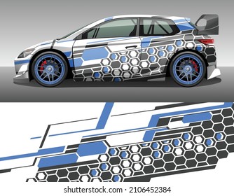 Car wrap vinyl racing decal ornament. Abstract geometric hexagonal sport background design print template. Vector illustration.