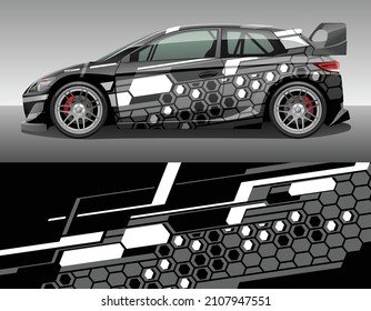 Car wrap vinyl racing decal ornament. Abstract geometric hexagonal sport background design print template. Vector illustration.