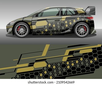 Car wrap vinyl racing decal ornament. Abstract geometric hexagonal sport background design print template. Vector illustration.