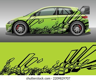 Car wrap vinyl racing decal ornament. Abstract geometric striped hexagonal sport background design print template. Vector illustration.