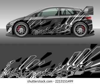 Car wrap vinyl racing decal ornament. Abstract geometric striped hexagonal sport background design print template. Vector illustration.