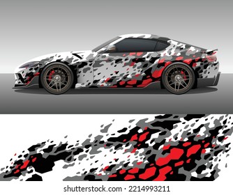 Car wrap vinyl racing decal ornament. Abstract geometric camo splash sport background design print template. Vector illustration.