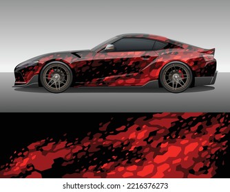 Car wrap vinyl racing decal ornament. Abstract geometric camo splash sport background design print template. Vector illustration.