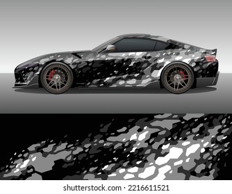 Car wrap vinyl racing decal ornament. Abstract geometric camo splash sport background design print template. Vector illustration.