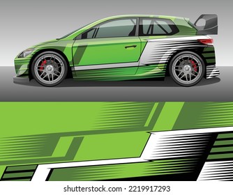 Coche envolver adorno de decal de carreras de vinilo. Resumen de la plantilla de impresión de diseño de fondo de deporte a rayas geométricas. Ilustración vectorial.