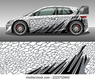 Car wrap vinyl racing decal ornament. Abstract geometric camo and stripes sport background design print template. Vector illustration.