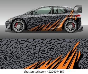 Car wrap vinyl racing decal ornament. Abstract geometric camo and stripes sport background design print template. Vector illustration.