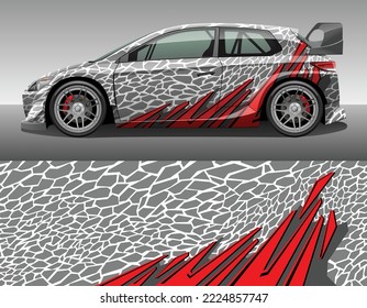 Car wrap vinyl racing decal ornament. Abstract geometric camo and stripes sport background design print template. Vector illustration.