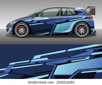 Coche envolver adorno de decal de carreras de vinilo. Resumen de la plantilla de impresión de diseño de fondo de deporte a rayas geométricas. Ilustración vectorial.