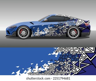 Car wrap vinyl racing decal ornament. Abstract geometric triangle camouflage sport background design print template. Vector illustration.