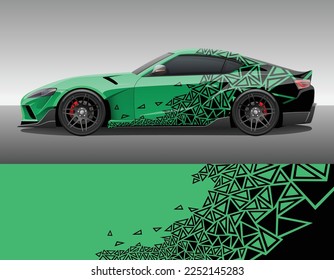 Car wrap vinyl racing decal ornament. Abstract geometric triangle camouflage sport background design print template. Vector illustration.