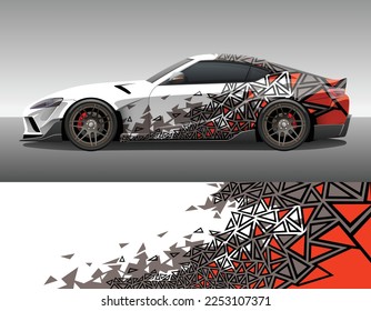 Car wrap vinyl racing decal ornament. Abstract geometric triangle camouflage sport background design print template. Vector illustration.