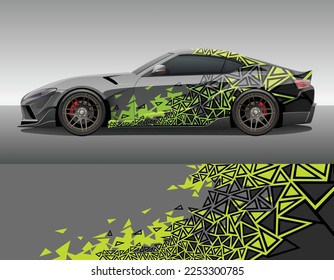 Car wrap vinyl racing decal ornament. Abstract geometric triangle camouflage sport background design print template. Vector illustration.