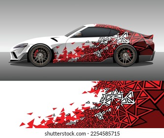 Coche envolver adorno de decal de carreras de vinilo. Resumen planilla de impresión de diseño de fondo de triángulo geométrico de camuflaje deportivo de triángulo geométrico. Ilustración vectorial.