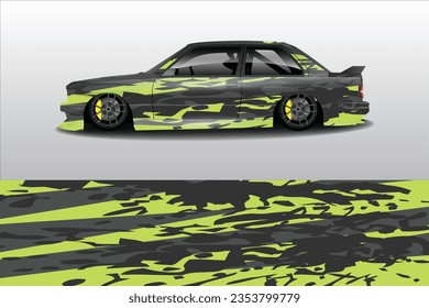Car wrap vinyl racing decal ornament. Abstract geometric triangle sport background design print template. Vector