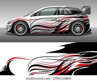 Car wrap vinyl racing decal ornament. Abstract curve striped sport background design print template. Vector illustration.